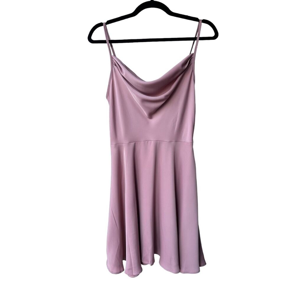 pretty garden cowl neck satin mini dress pink women small